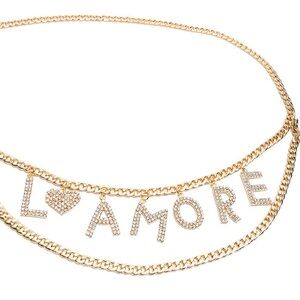 NWT. Jennifer & Company “That’s AMORE” Rhinestone Chain Belt.